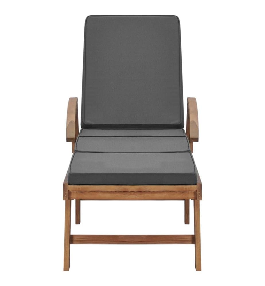 vidaXL Sonnenliegen mit Auflagen 2 Stk. Massivholz Teak Dunkelgrau