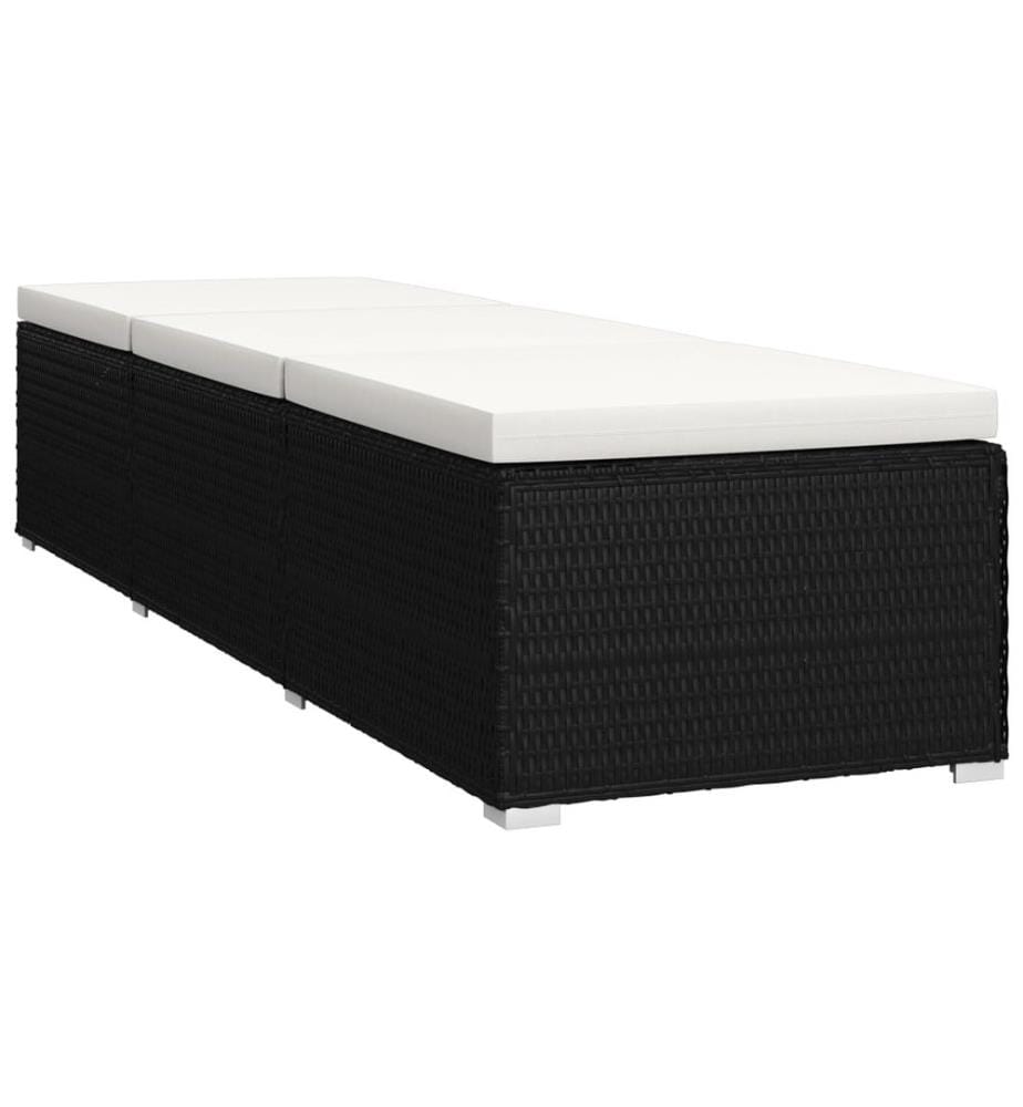 vidaXL Chaises longues de jardin table à thé 3 pcs Résine tressée Noir