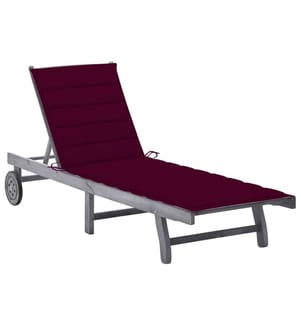 vidaXL Chaise longue de jardin avec coussin Gris Bois d'acacia solide