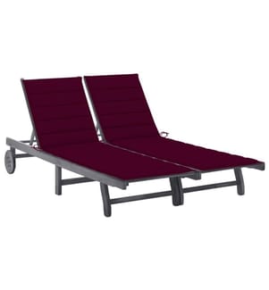 vidaXL Chaise longue de jardin 2 places avec coussin Gris Acacia