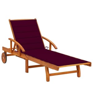 vidaXL Chaise longue de jardin avec coussin Bois d'acacia solide