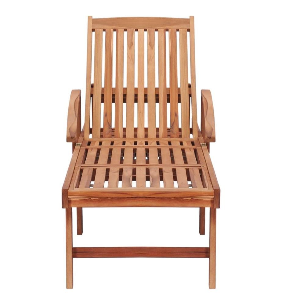 vidaXL Sonnenliege mit Auflage Blau Massivholz Teak