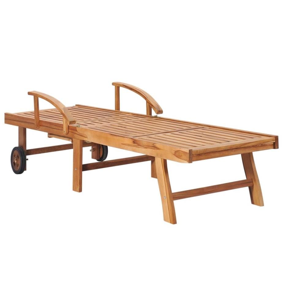 vidaXL Sonnenliege mit Auflage Taupe Massivholz Teak