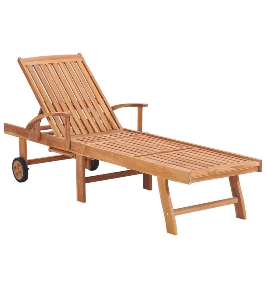 vidaXL Sonnenliege mit Auflage Weinrot Massivholz Teak