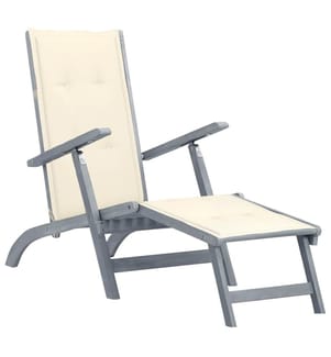 vidaXL Chaise longue d'extérieur repose-pied et coussin Acacia solide