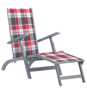 vidaXL Chaise longue d'extérieur repose-pied et coussin Acacia solide