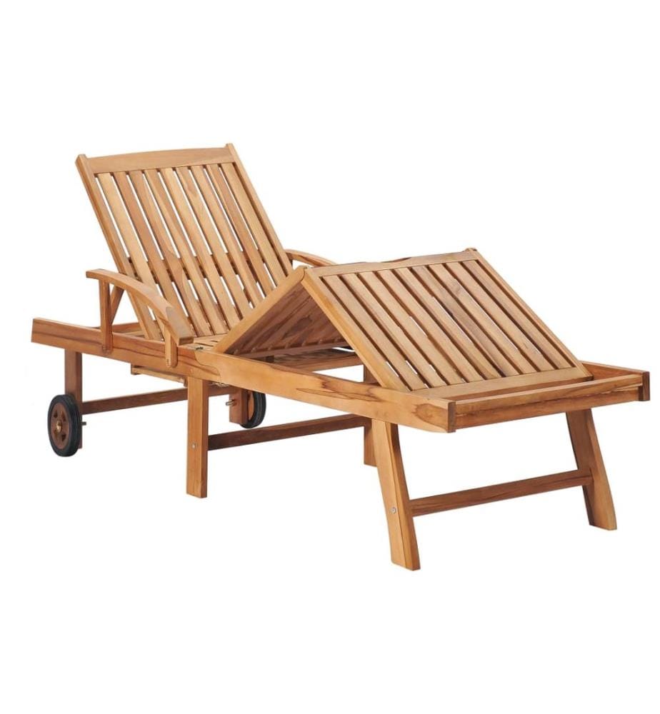 vidaXL Sonnenliegen 2 Stk. mit Tisch und Auflagen Massivholz Teak