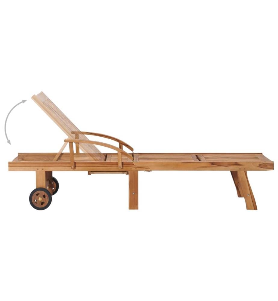vidaXL Sonnenliegen 2 Stk. mit Auflagen Grau Massivholz Teak