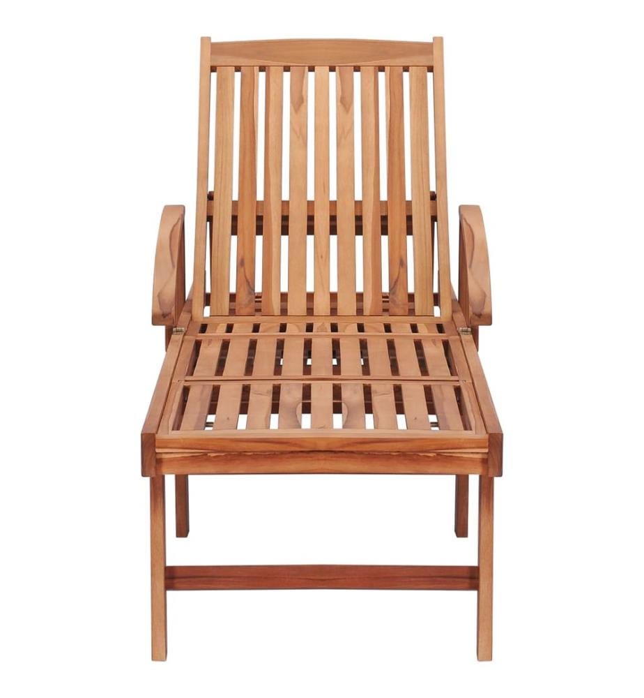 vidaXL Sonnenliegen 2 Stk. Auflagen Graues Karomuster Massivholz Teak