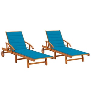 vidaXL Chaises longues lot de 2 avec coussins Bois d'acacia solide