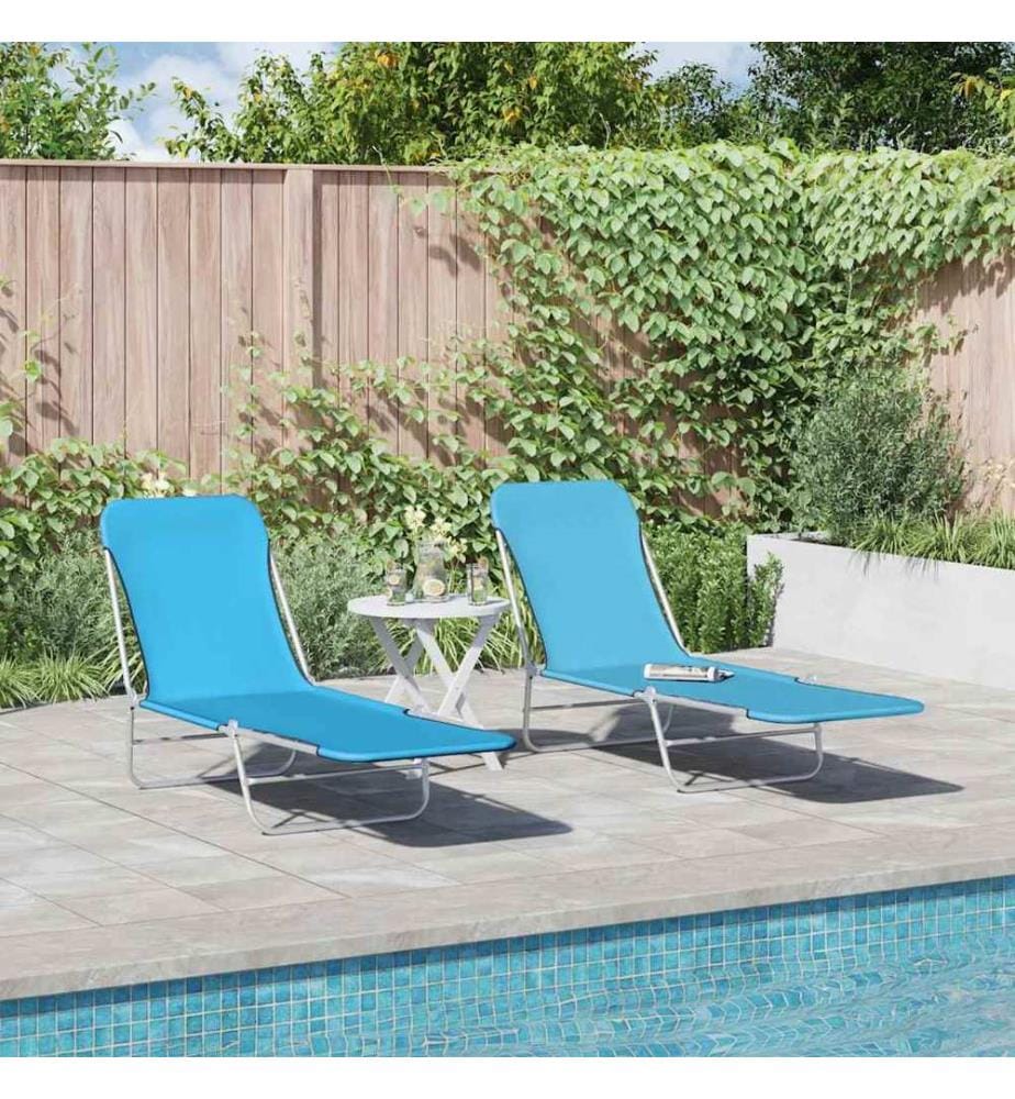 vidaXL Klappbare Sonnenliegen 2 Stk. Stahl und Stoff Blau