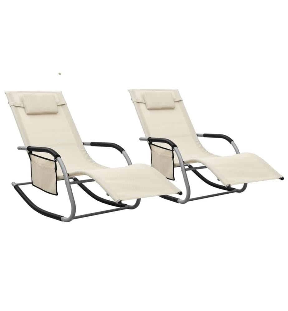vidaXL Sonnenliegen 2 Stk. Textilene Creme und Grau