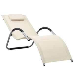 vidaXL Chaise longue textilène crème et gris