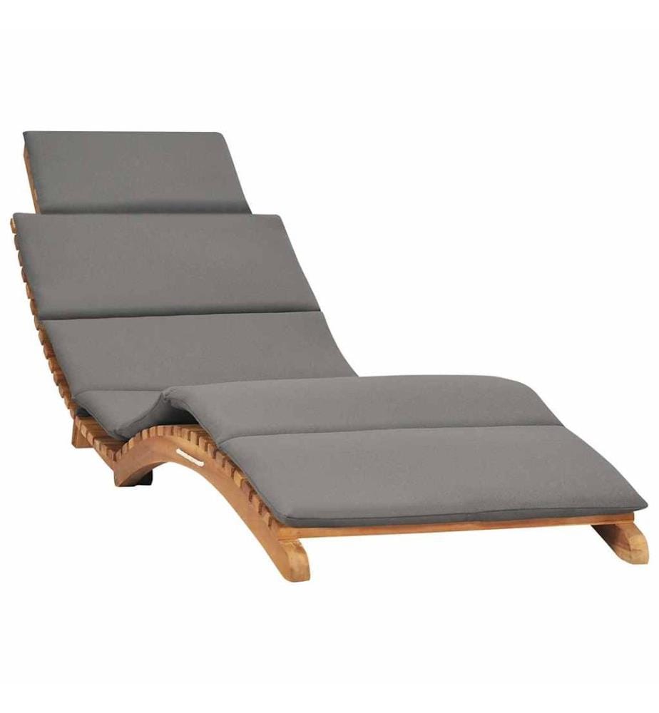 vidaXL Klappbare Sonnenliege mit Dunkelgrauer Auflage Massivholz Teak