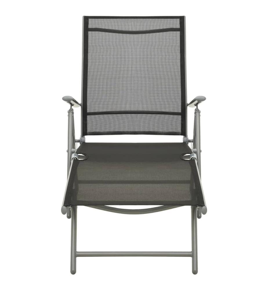 vidaXL Sonnenliege Klappbar Textilene und Aluminium Schwarz & Silbern