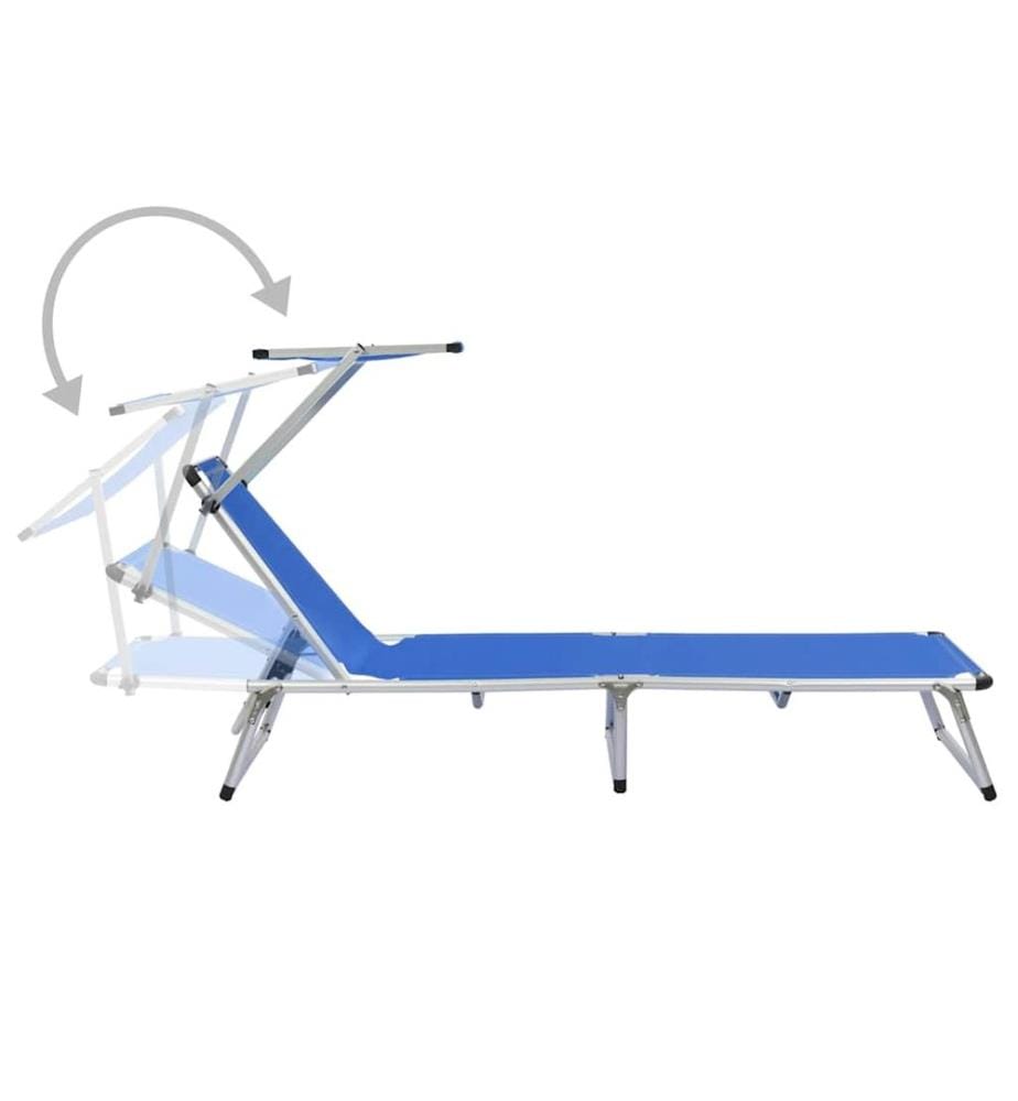 vidaXL Klappbare Sonnenliegen mit Dach 2 Stk. Aluminium Textilene Blau
