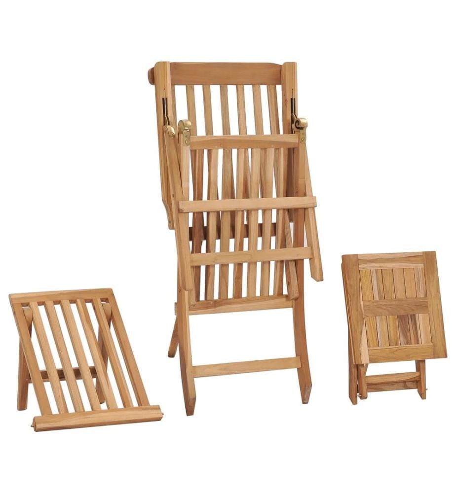 vidaXL Garten-Liegestuhl mit Fussstütze und Tisch Massivholz Teak