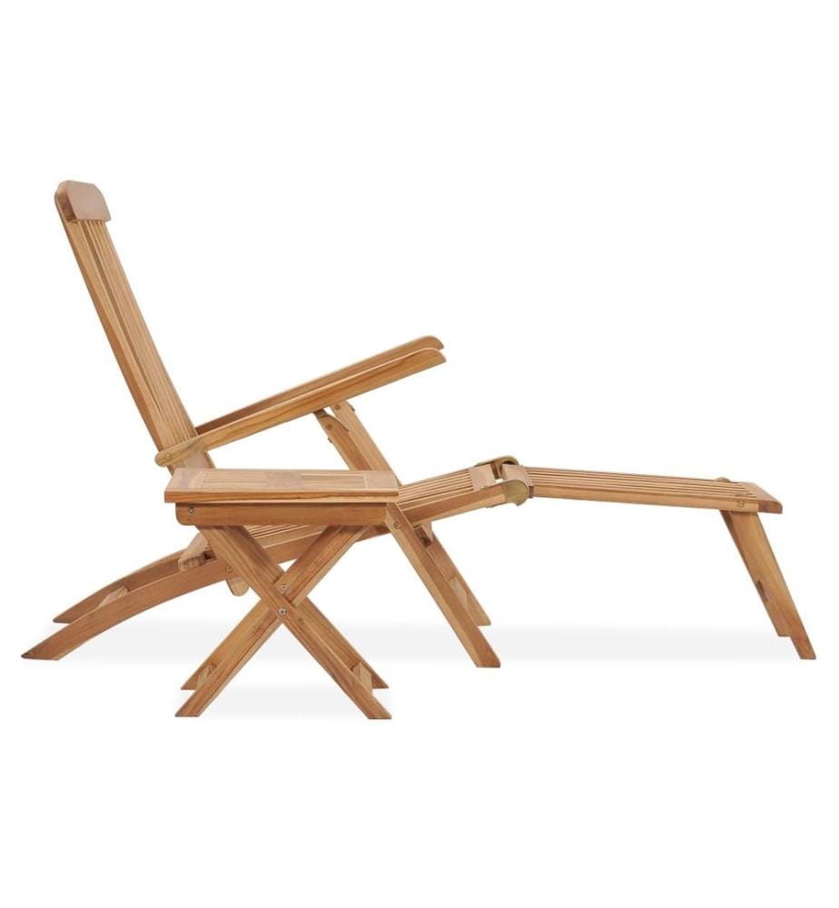vidaXL Garten-Liegestuhl mit Fussstütze und Tisch Massivholz Teak