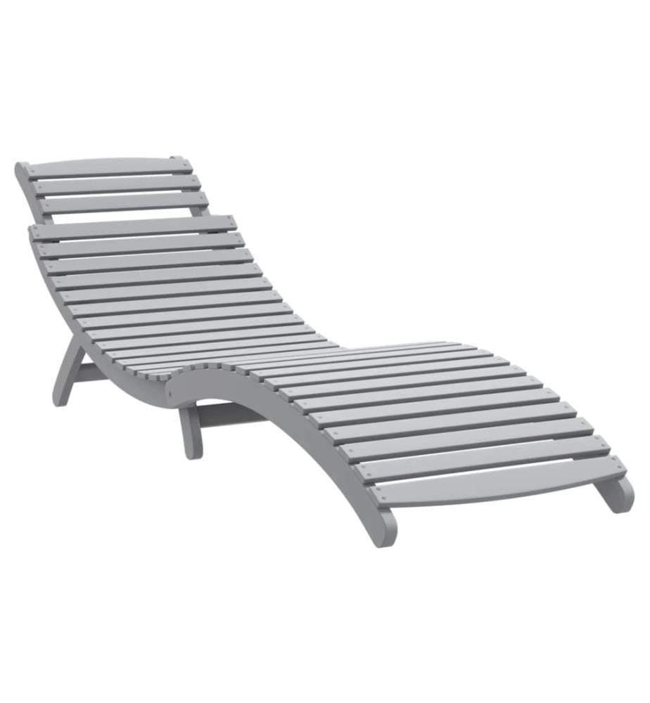 vidaXL Sonnenliegen 2 Stk. mit Tisch Grau Massivholz Akazie