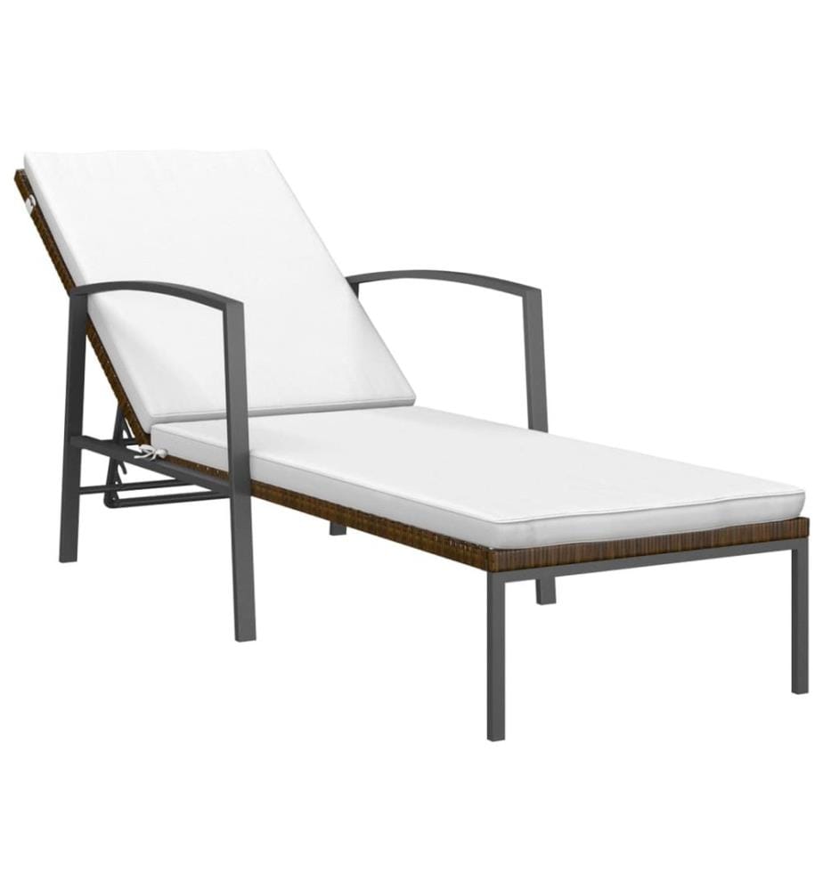 vidaXL Sonnenliege mit Auflage Poly Rattan Braun