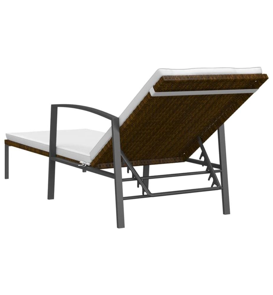 vidaXL Sonnenliege mit Auflage Poly Rattan Braun