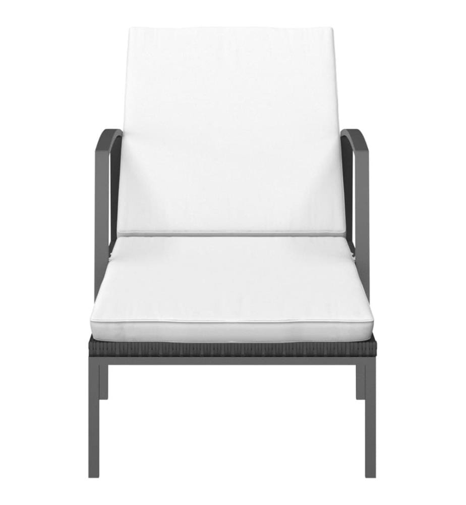 vidaXL Sonnenliege mit Auflage Poly Rattan Schwarz