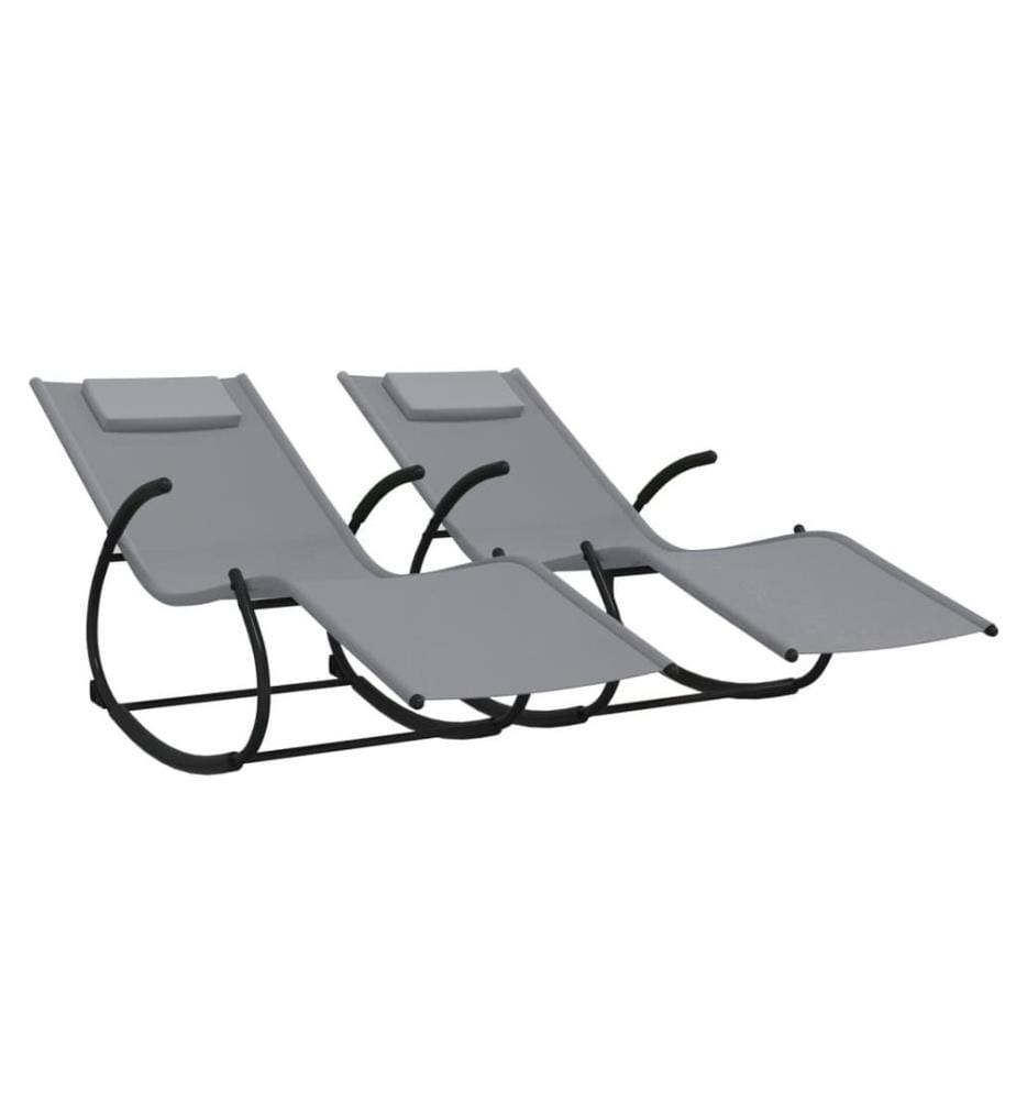 vidaXL Chaises longues à bascule 2 pcs Gris Acier et textilène