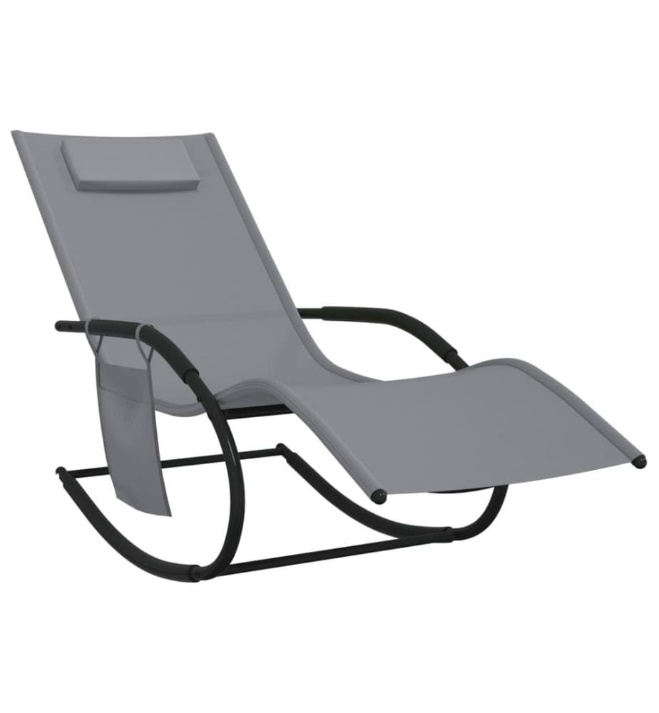 vidaXL Chaises longues à bascule 2 pcs Gris Acier et textilène