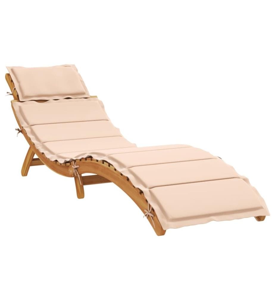 vidaXL Sonnenliegen mit Auflagen 2 Stk. Beige Massivholz Akazie