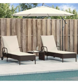 vidaXL Chaises longues avec coussins lot de 2 marron résine tressée