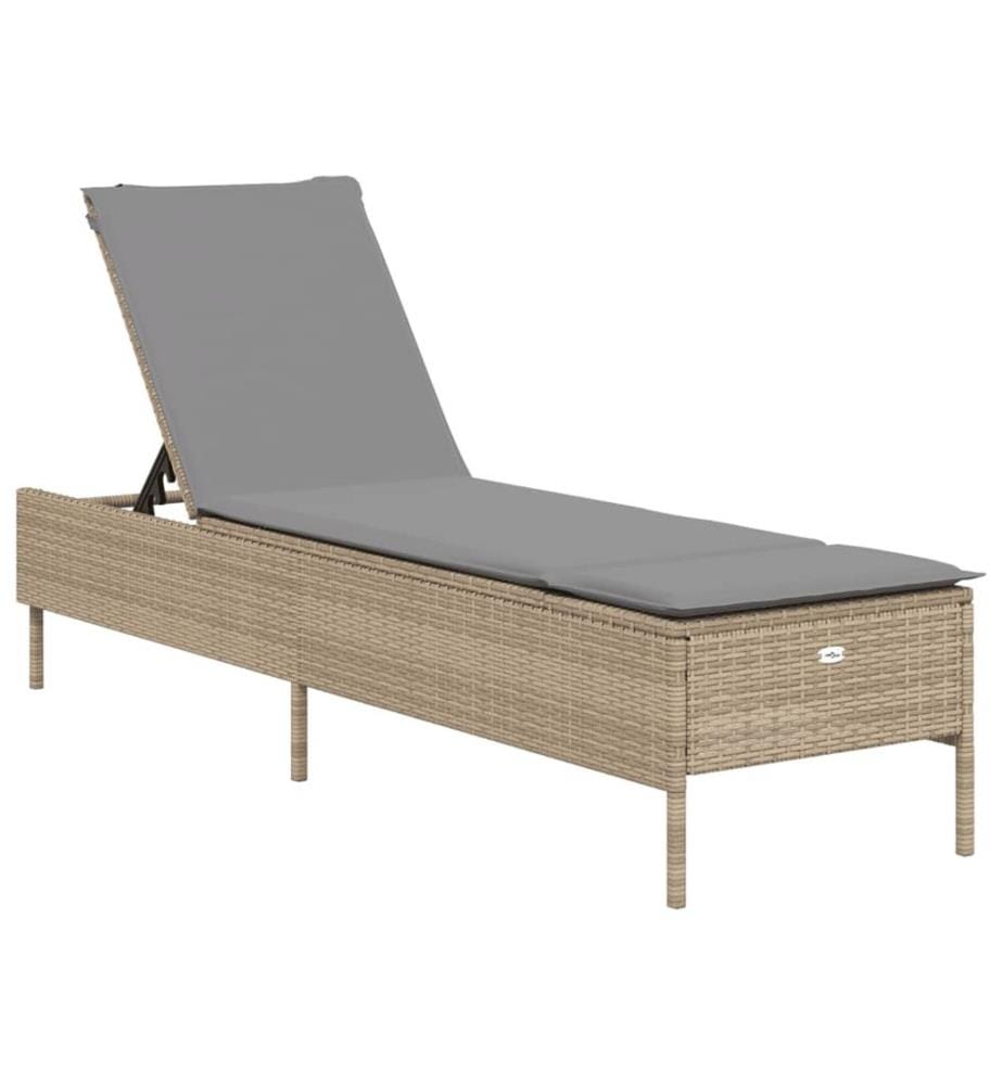 vidaXL Sonnenliegen mit Auflagen 2 Stk. Beige Poly Rattan