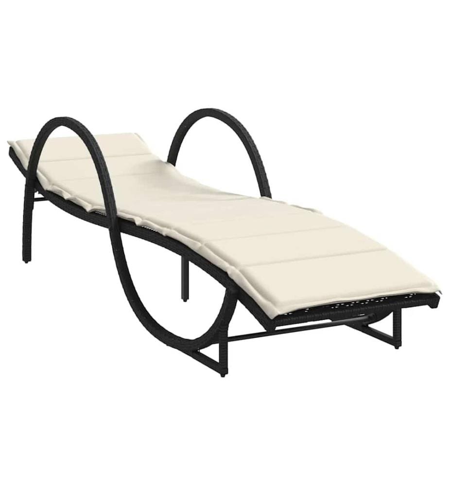 vidaXL Sonnenliegen 2 Stk. mit Auflagen Schwarz Poly Rattan