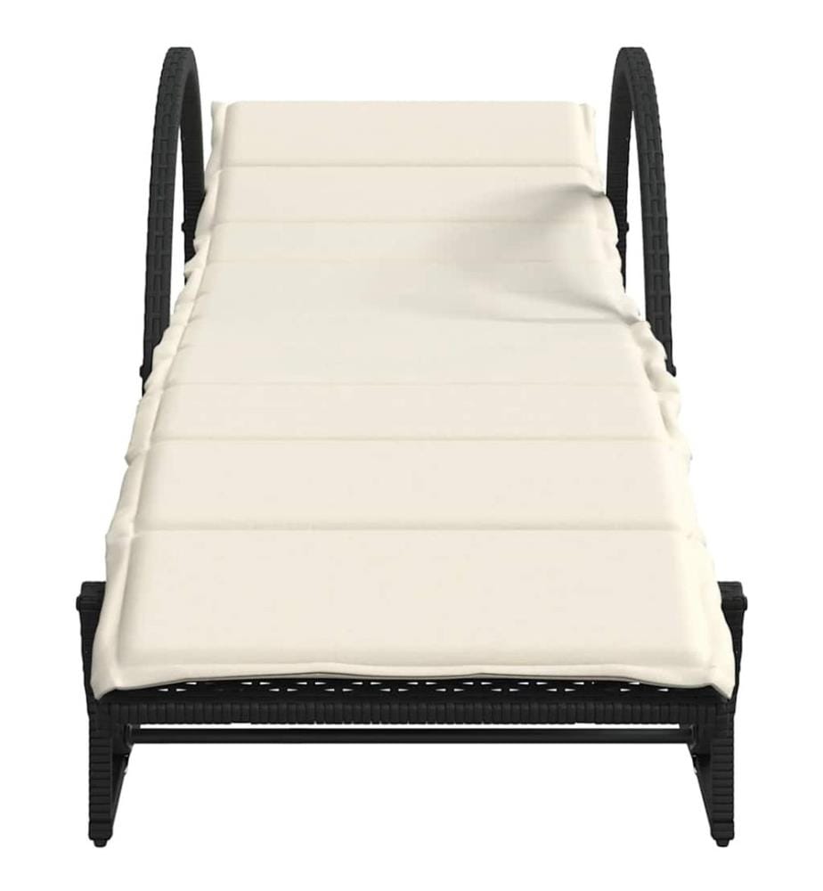 vidaXL Sonnenliegen 2 Stk. mit Auflagen Schwarz Poly Rattan