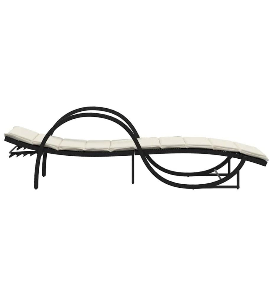 vidaXL Sonnenliegen 2 Stk. mit Auflagen Schwarz Poly Rattan