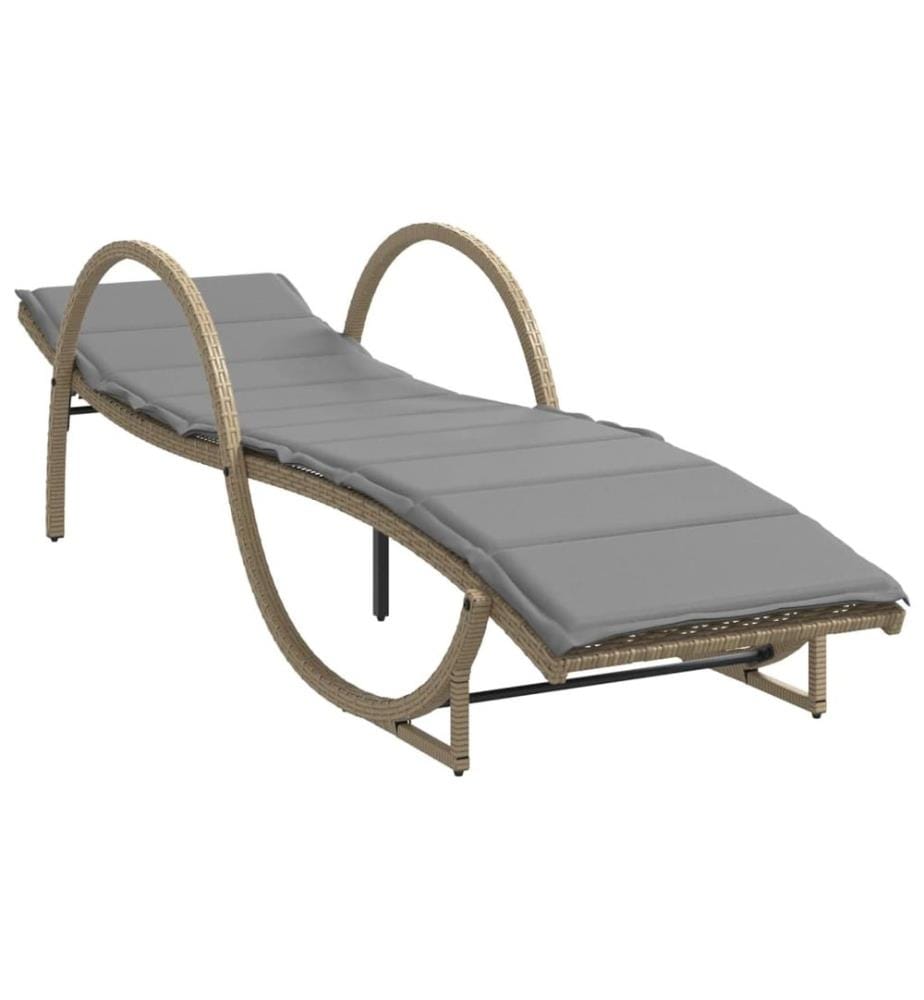 vidaXL Sonnenliegen 2 Stk. mit Auflagen Beige Poly Rattan