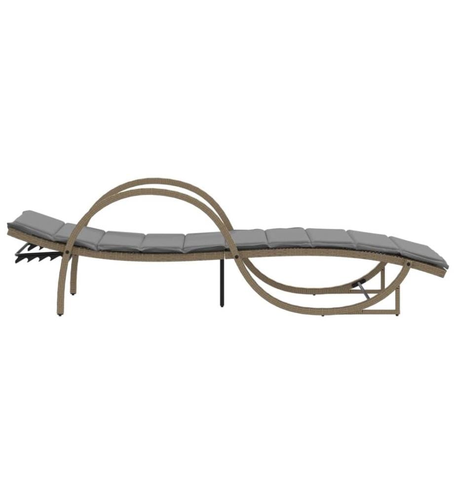 vidaXL Sonnenliegen 2 Stk. mit Auflagen Beige Poly Rattan