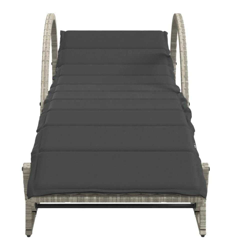 vidaXL Sonnenliegen 2 Stk. mit Auflagen Hellgrau Poly Rattan