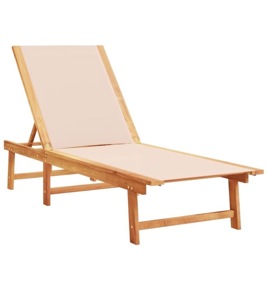 vidaXL Sonnenliegen 2 Stk. Creme Massivholz Akazie und Textilene