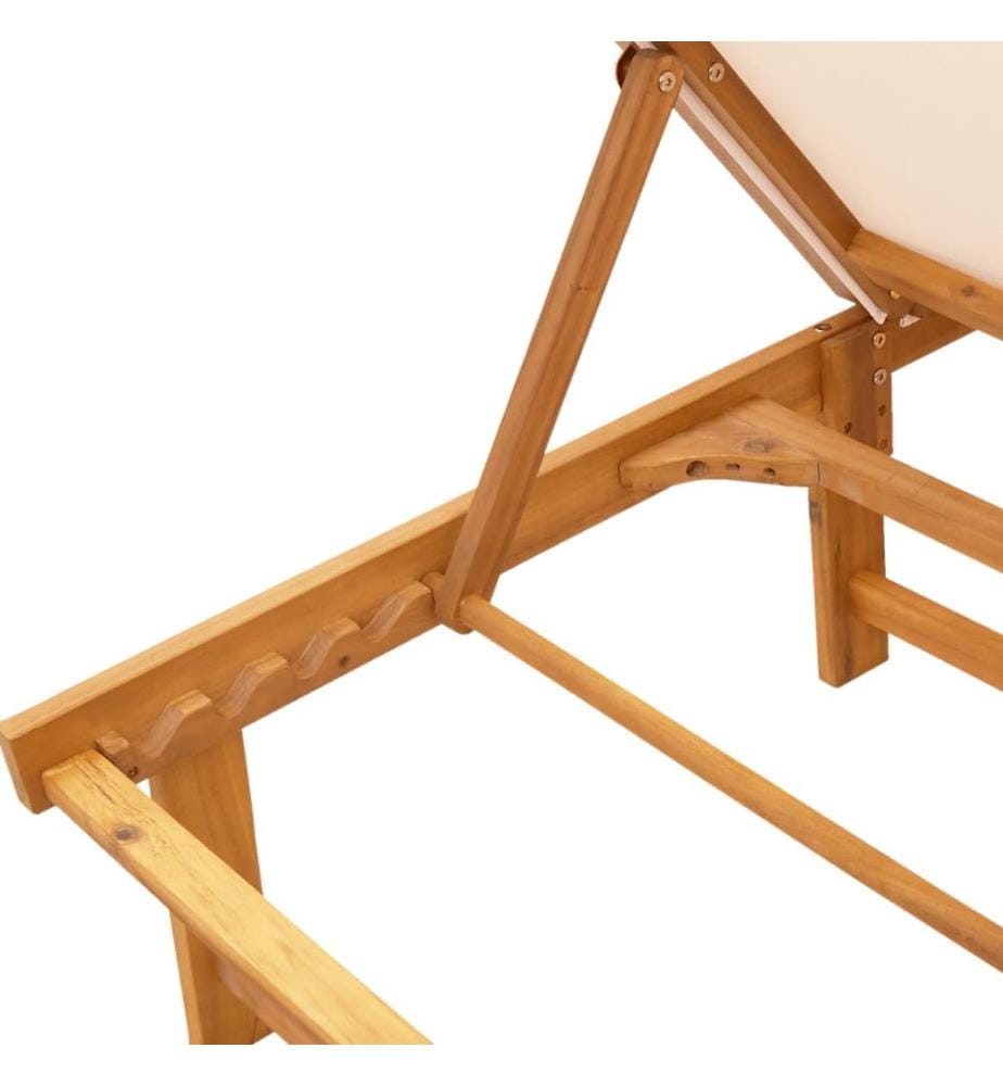 vidaXL Sonnenliegen 2 Stk. Creme Massivholz Akazie und Textilene