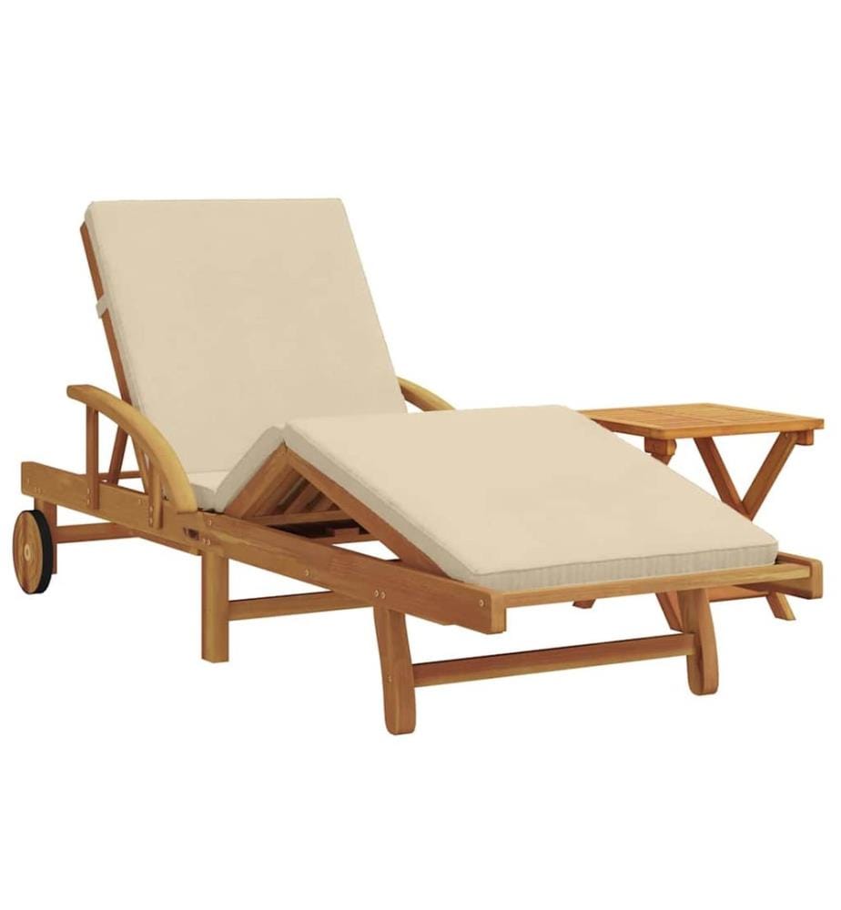 vidaXL Transat 2 pcs Beige Bois d'Acacia Massif
