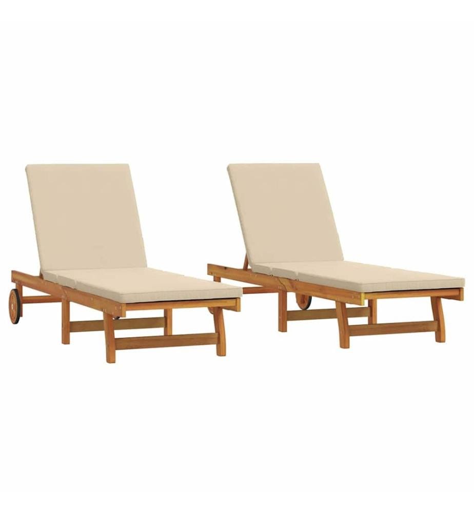 vidaXL Sonnenliege 2-Person 2 pcs Braun Massivholz Akazie