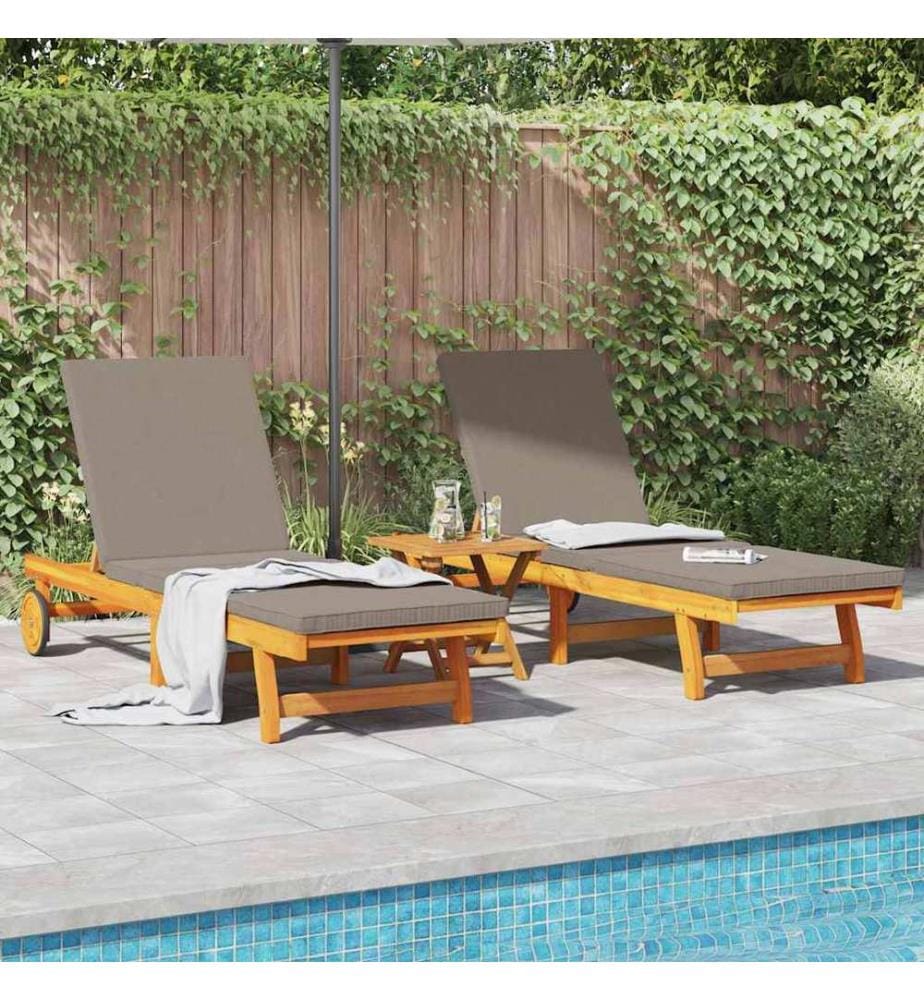 vidaXL Sonnenliege 2-Person 2 pcs Braun Massivholz Akazie
