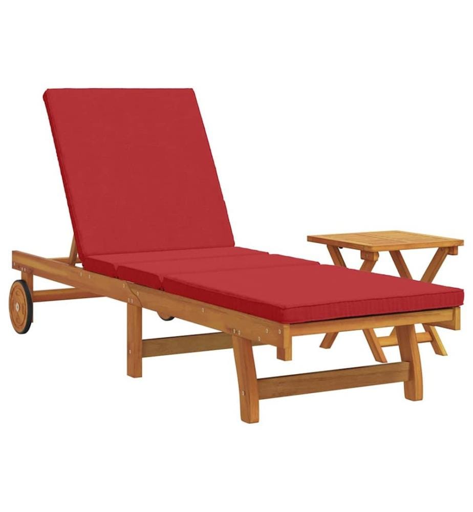 vidaXL Sonnenliege 1-Person 2 pcs Braun Massivholz Akazie