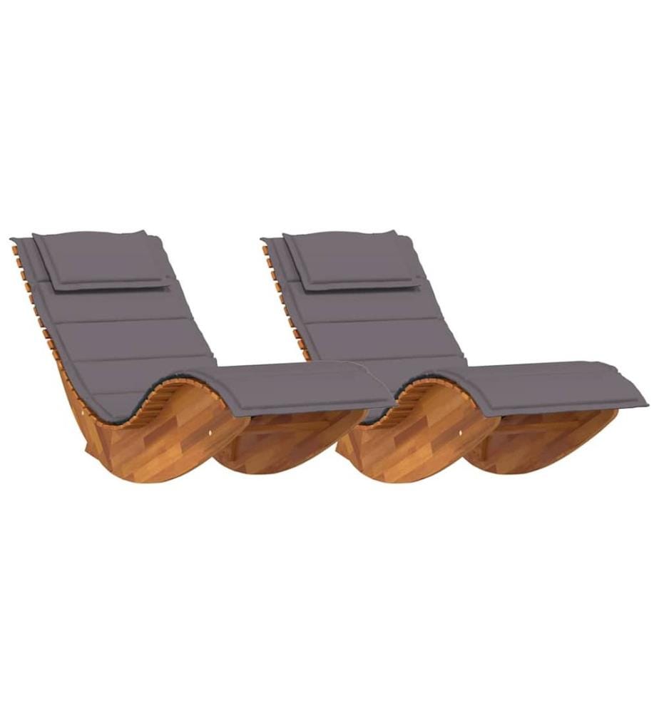 vidaXL Transat avec coussin 2 pcs Marron Bois d'Acacia Massif