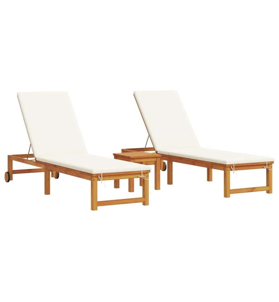 vidaXL Sonnenliege 3 pcs Braun Massivholz Akazie