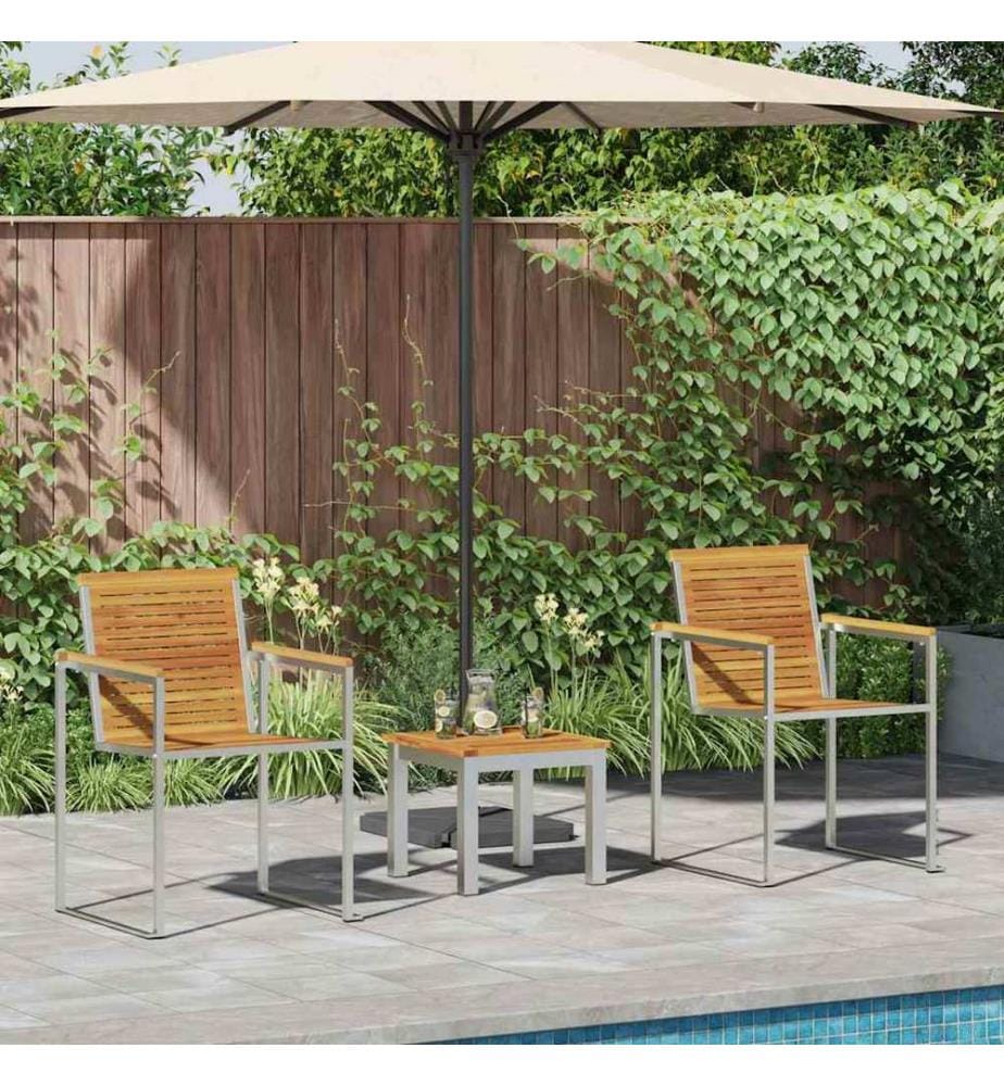 vidaXL Sonnenliege 3 pcs Braun Massivholz Akazie