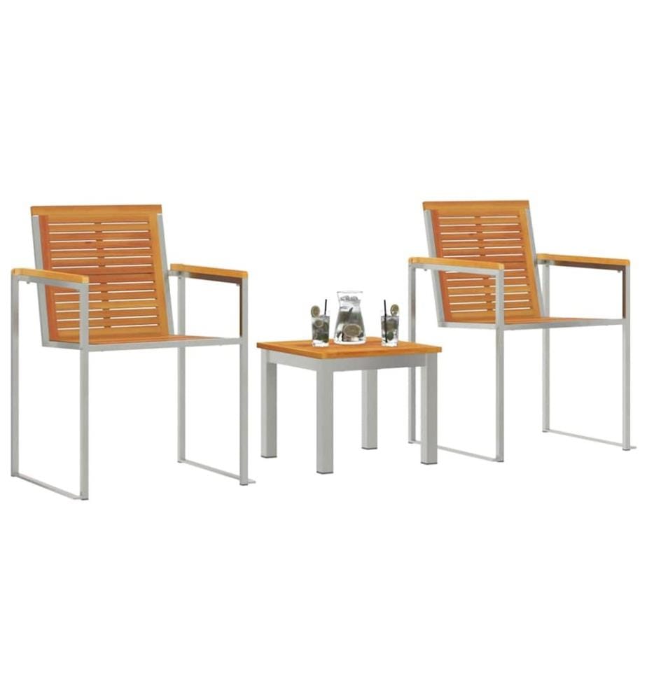 vidaXL Sonnenliege 3 pcs Braun Massivholz Akazie