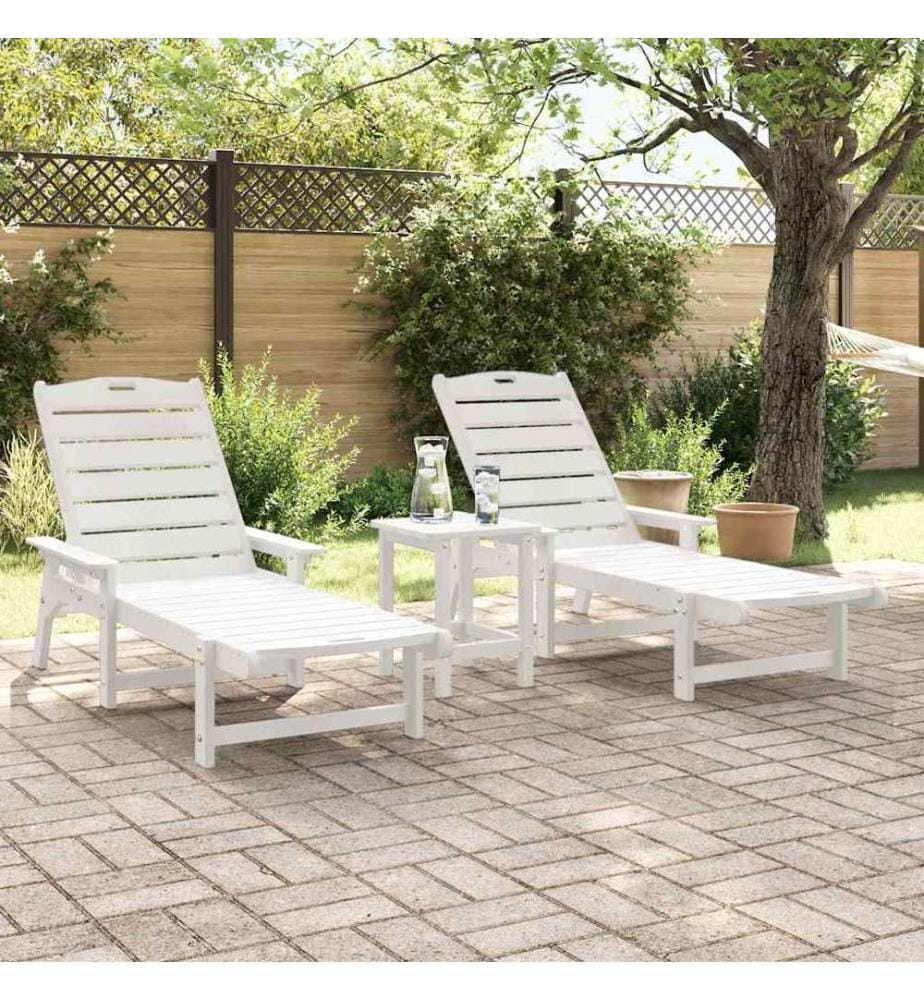 vidaXL Sonnenliege 3 pcs Weiss Polyethylen