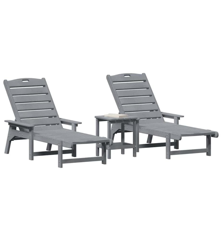 vidaXL Sonnenliege 3 pcs Hellgrau Polyethylen