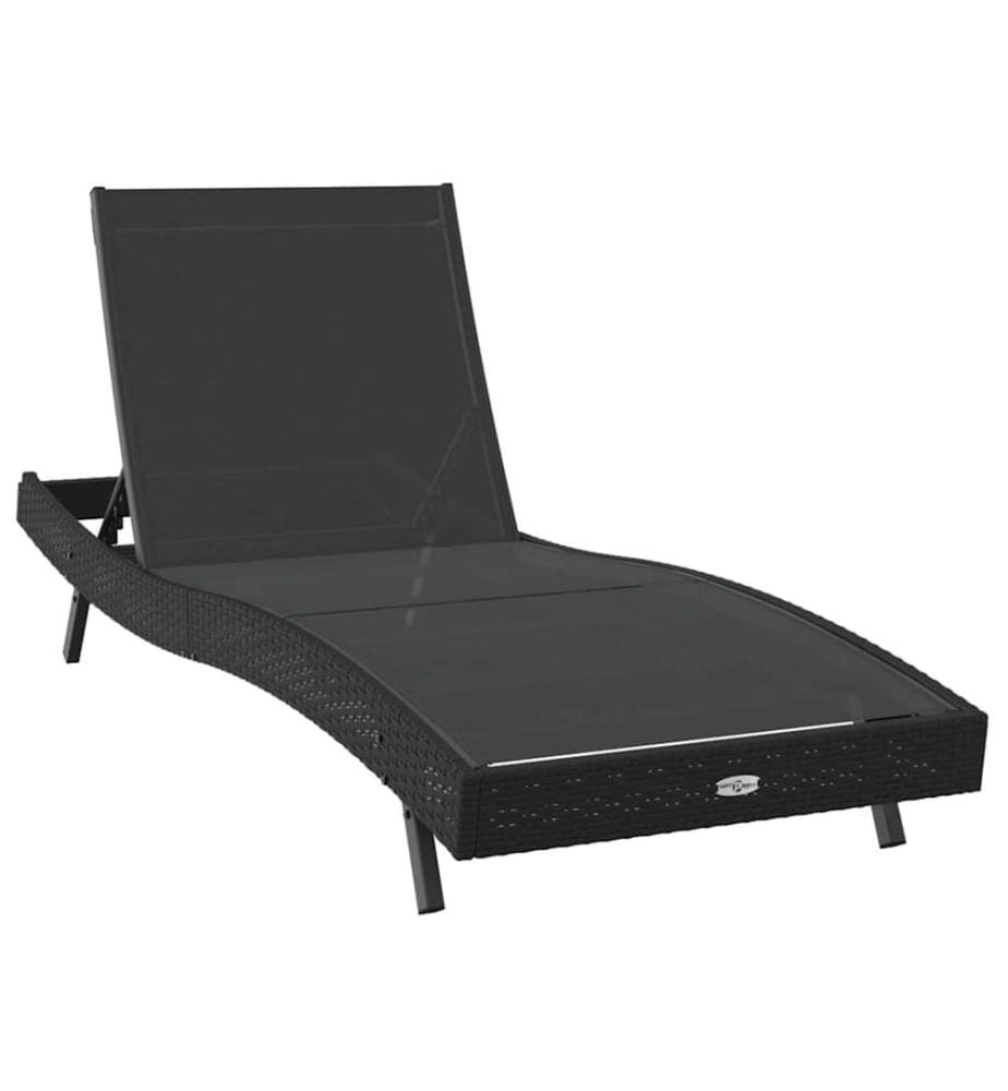 vidaXL Sonnenliege 3 pcs Schwarz 197 x 70 x 82 cm Poly-Rattan